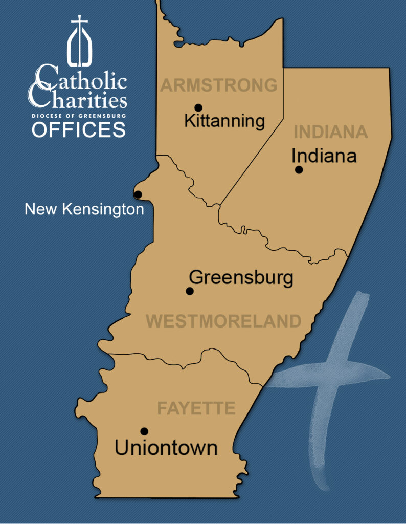 Map of Catholic Charities counseling centers within the diocese